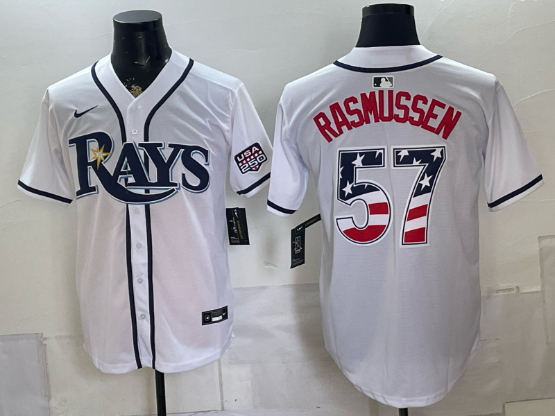 Men 2025 Tampa Bay Rays #57 Rasmussen White Game Nike MLB Jersey 0726002->tampa bay rays->MLB Jersey
